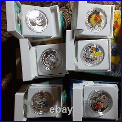 2011 Cook Island $5 Russian cartoons silver proof coloured box/COA 8 coins+