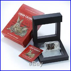 2011 Cook Islands $1 YEAR OF THE RABBIT Grey Rabbit 1 Oz Silver Rectangle Coin