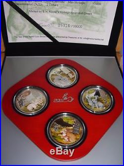 2011 Cook Islands 4x 2$ Year of the Rabbit 4 x 20g Silver Coins Set