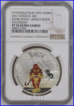 2011 Cook Islands $5 Soyuzmultfilm 75th Anniv Shere Khan Jungle Book Ngc Pf70 Uc