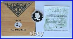 2011 Cook Islands 5 dollars Year Of The Rabbit Hase Silver Coin BOX COA