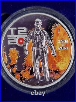 2011 Cook Islands Judgement Day Terminator T2 3 Colored Silver Set 2011 Mintage