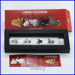 2011 Cook Islands, set of 4x1$, Year of the Rabbit, Lunar Calendar, Silver Coins