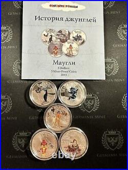 2011 Cooks Island 75th Anniversary Jungle Book 5 x 1 oz Silver Proof Set Box Set