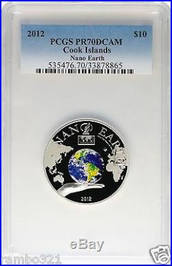 2012 $10 Cook Islands Nano Earth PCGS NGC PR70 Silver Coin with Nano Chip Bullion