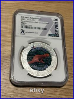 2012 5$ Cook Islands Silver Coin Red Spotted Newt, NGC GRADED MS 70