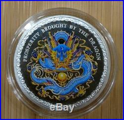 2012 COOK ISLANDS $5 Prosperity Brought by the BLUE DRAGON 1oz Silver PROOF Coin