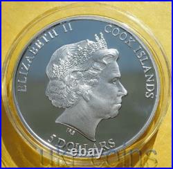 2012 Cook Island Globe Flower $5 Silver Color Coin Redbook WWF Wildlife Flora