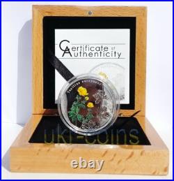 2012 Cook Island Globe Flower $5 Silver Color Coin Redbook WWF Wildlife Flora