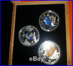 2012 Cook Islands $10 Dollar Nano Earth 2013 Space 2014 Sea Silver Proof Coin