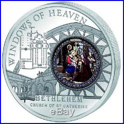 2012 Cook Islands. 10$ WINDOWS OF HEAVEN St. Catherine's. Bethlehem Silver Coin