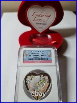 2012 Cook Islands $1 Enduring Love Silver Proof Heart Shaped Coin NGC PF70 UCAM