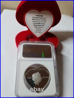 2012 Cook Islands $1 Enduring Love Silver Proof Heart Shaped Coin NGC PF70 UCAM