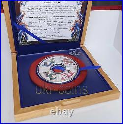 2012 Cook Islands Lunar Fan Year of the Dragon 4-coin Silver Proof Color Set