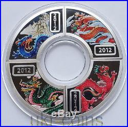 2012 Cook Islands Lunar Year of the Dragon 4x1/2 Oz Silver Proof Coin Color Set