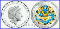 2012 Cook Islands Prosperity Brought by the Dragon Blue 1oz. 999 Silver Coin