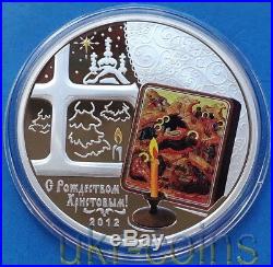 2012 Cook Islands Russian Icon Christmas 1 Oz Silver Proof Coin Orthodox holiday