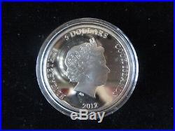 2012 Silver Proof Cook Islands $5 Coin Box + Coa Titanic Centenary 1/950