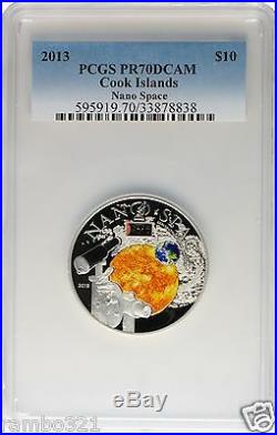 2013 $10 Cook Islands Nano Space PCGS NGC PR70 Silver Coin with Nano Chip bullion
