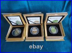 2013 2015 Cook Island Set Of 3 Imperial Eggs in Cloisonné Silver Coins No HST