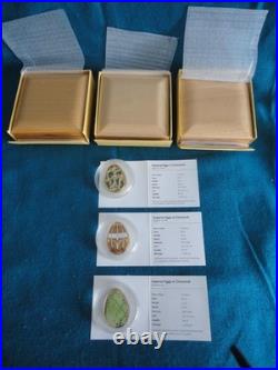 2013 2015 Cook Island Set Of 3 Imperial Eggs in Cloisonné Silver Coins No HST