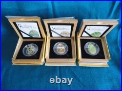 2013 2015 Cook Island Set Of 3 Imperial Eggs in Cloisonné Silver Coins No HST