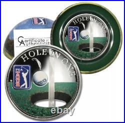 2013 $5 PGA Tour Hole-in-One Proof Silver Coin from Cook Islands