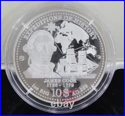 2013 Cook Islands $10 Expeditions of History James Cook Silver Proof Coin