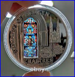 2013 Cook Islands $10 WINDOWS OF HEAVEN Chartres Proof 0.925 Silver Coin OP/COA