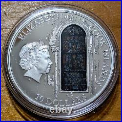 2013 Cook Islands $10 WINDOWS OF HEAVEN Chartres Proof 0.925 Silver Coin OP/COA