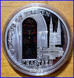 2013 Cook Islands $10 WINDOWS OF HEAVEN Chartres Proof 0.925 Silver Coin OP/COA