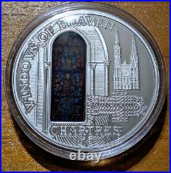2013 Cook Islands $10 WINDOWS OF HEAVEN Chartres Proof 0.925 Silver Coin OP/COA