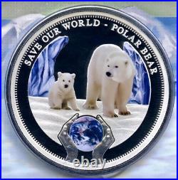 2013 Cook Islands $1 Polar Bear 1 Oz Silver Proof Coin WWF Perth Mint ULTRA RARE