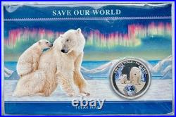 2013 Cook Islands $1 Polar Bear 1 Oz Silver Proof Coin WWF Perth Mint ULTRA RARE