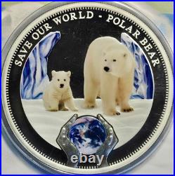 2013 Cook Islands $1 Polar Bear 1 Oz Silver Proof Coin WWF Perth Mint ULTRA RARE