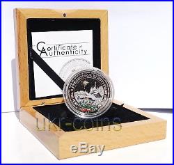 2013 Cook Islands $5 Christmas 1 Oz Silver Proof Color Coin Swarovski Crystal