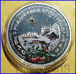 2013 Cook Islands $5 Christmas 1 Oz Silver Proof Color Coin Swarovski Crystal