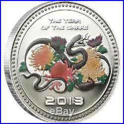 2013 Cook Islands 5 Dollar Year of the Snake Coloured 1 Oz Silver Coin
