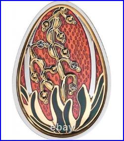 2013 Cook Islands $5 Imperial Egg in Cloisonné Easter Beauty in Red Silver Coin