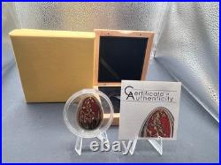 2013 Cook Islands $5 Imperial Egg in Cloisonné Easter Beauty in Red Silver Coin