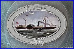 2013 Cook Islands $5 SS Republic silver Coin with authentic ship’s coal fragment