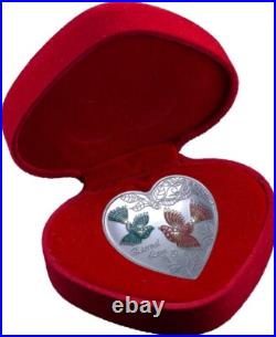 2013 Cook Islands Eternal Love Doves $1 Silver Color Coin Romantic Heart Shaped