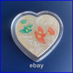 2013 Cook Islands Eternal Love Doves $1 Silver Color Coin Romantic Heart Shaped