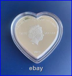 2013 Cook Islands Eternal Love Doves $1 Silver Color Coin Romantic Heart Shaped