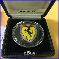2013 Cook Islands Ferrari Shield Proof Silver Coin Bolaffi withCOA