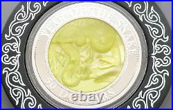 2013 Cook Islands Lunar Snake Mother of Pearl $50 Silver Proof 5oz Coin Box Coa