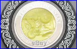 2013 Cook Islands Lunar Snake Mother of Pearl $50 Silver Proof 5oz Coin Box Coa
