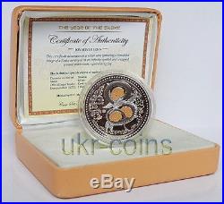 2013 Cook Islands Lunar Year of the Snake Roses 1Oz Silver Proof Color Coin $5