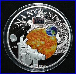 2013 Cook Islands Nano Space 1.5 Oz. 999 Silver Proof Coin nano printed chip