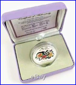 2013 Cook Islands Snake Happiness Colorized 1oz Proof Silver Coin Box & COA